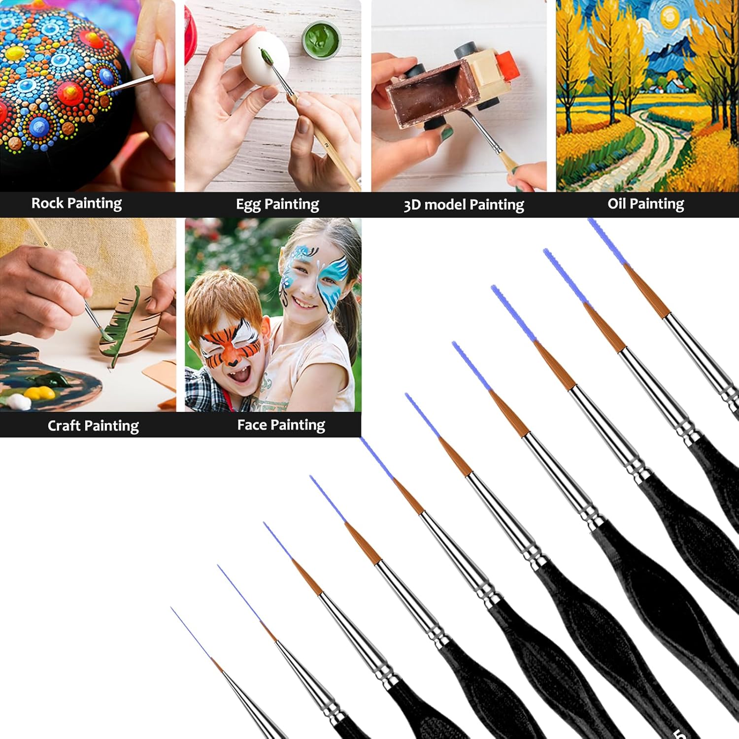 10 Miniature Paint Brushes Set - огляд і ціна Detailing Brush Set