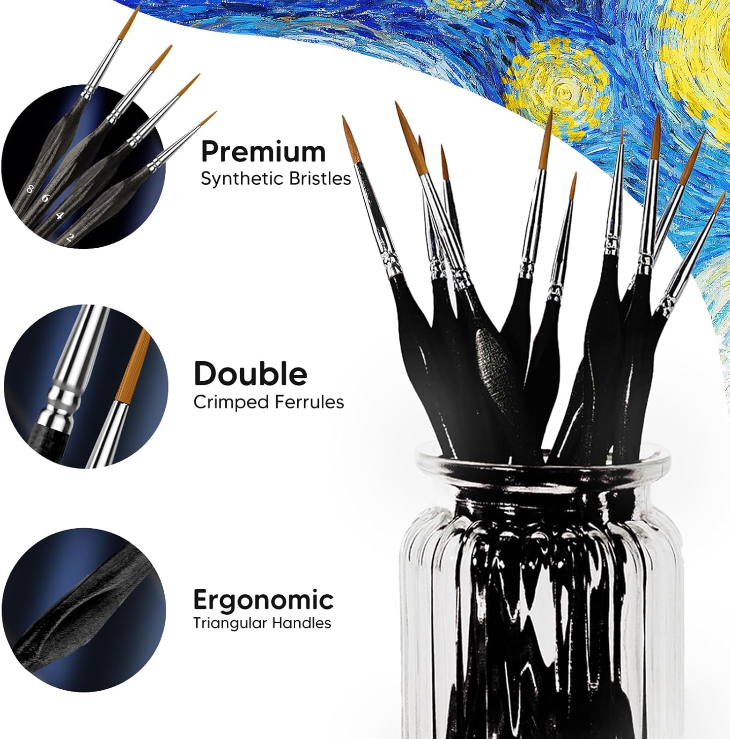 10 Miniature Paint Brushes Set - огляд і ціна Detailing Brush Set
