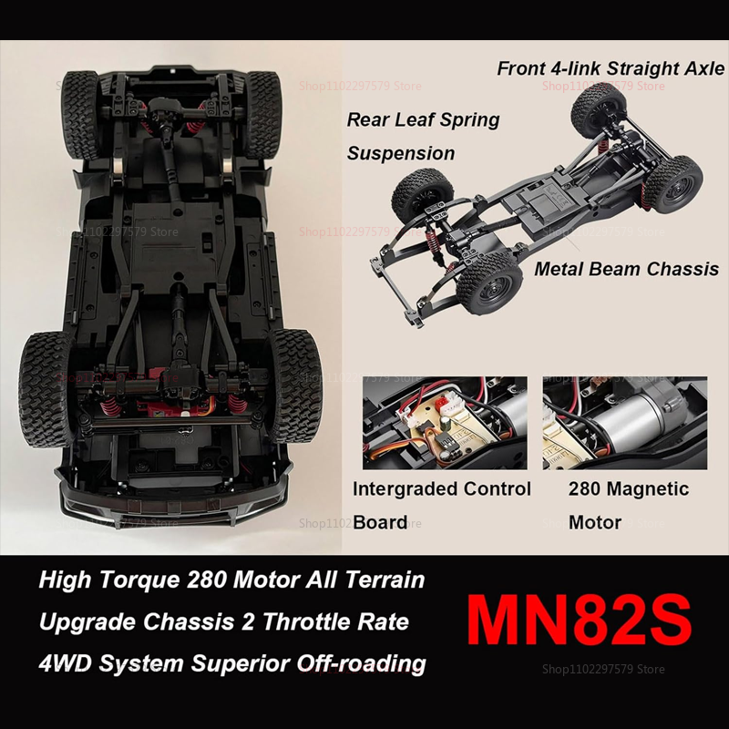 MN82 MN82S RC Crawler Truck 1/ - огляд і ціна Dirt Brush Interior