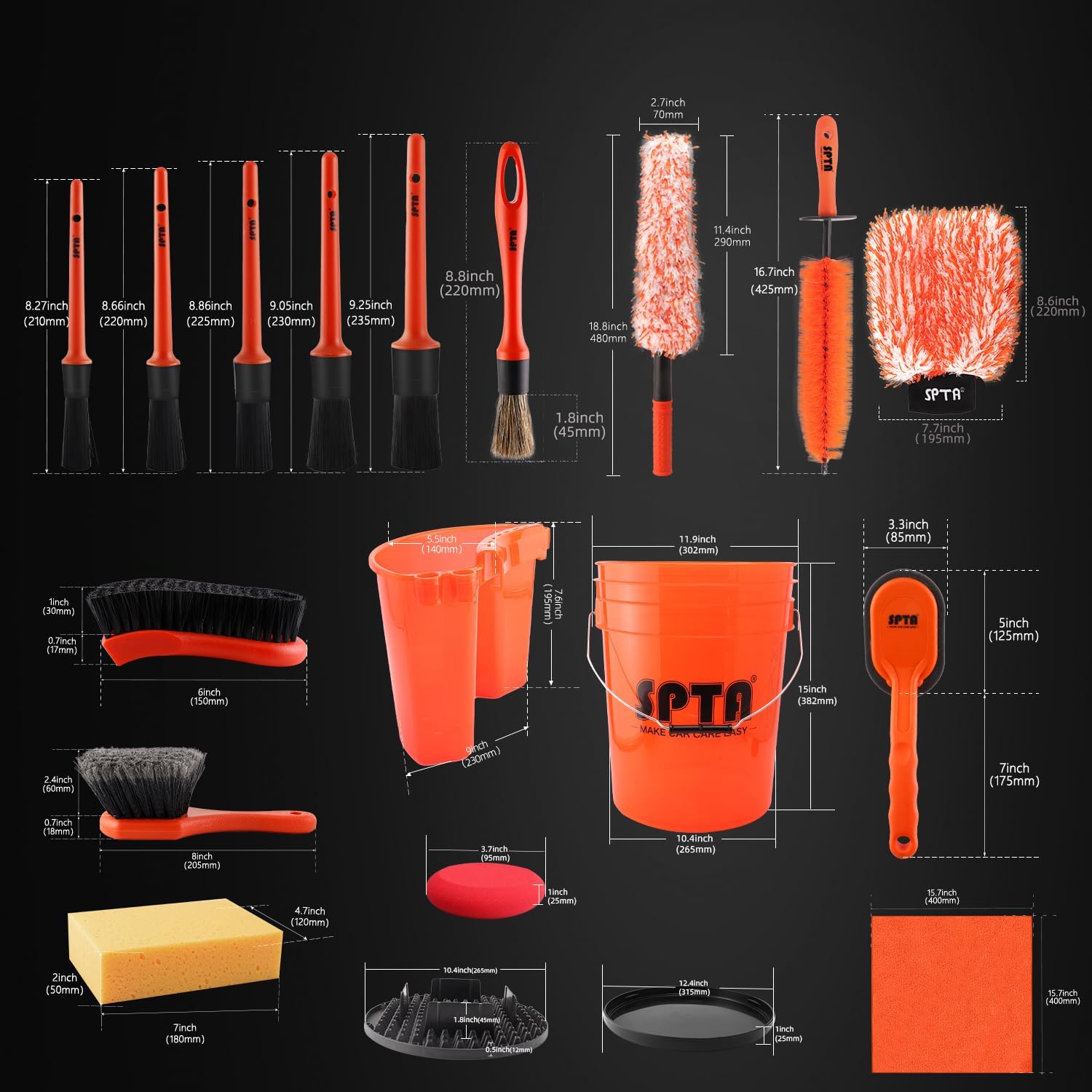 SPTA 33Pcs Car Wash 20L Bucket - огляд і ціна Interior Detailing Kit